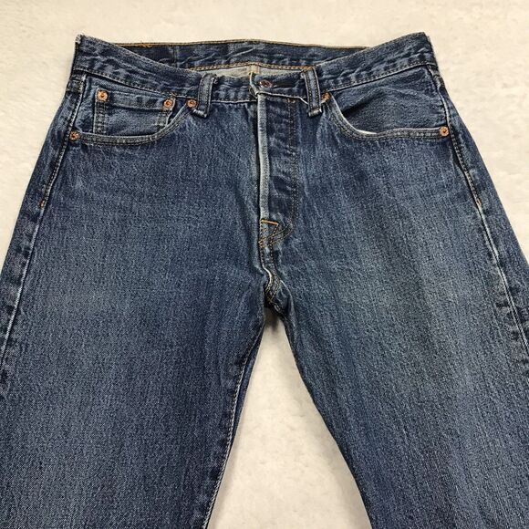 LEVIS 501 Jeans Men 30x29 (30/32 tag) Straight Leg Button Fly Medium Wash - Picture 3 of 13